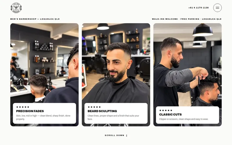 The Pro Barbershop website screenshot